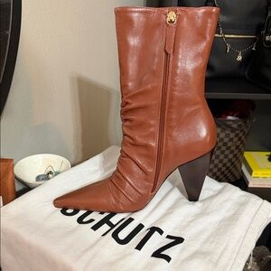SCHUTZ Women's Tan Leather Heeled Boots